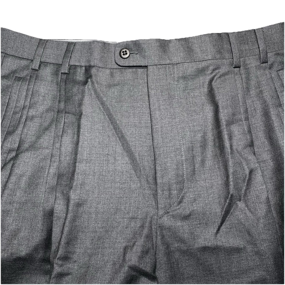 Zanella Jesse Dress Pants 34 (34x31 Cuffed) Loro Piana Tasmanian Quad Pleat Gray